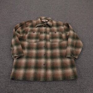 Woolrich Shacket Womens Small Green Plaid Wool Shirt Jacket Button Front Flannel